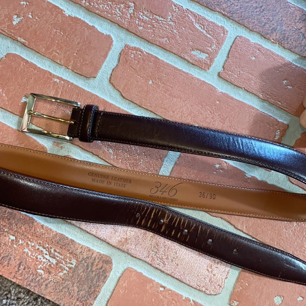 Mens Brooks brothers brown leather belt